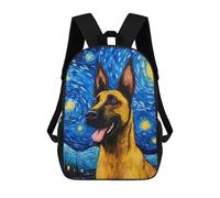 sinyumoney Belgian Malinois Night Mochila Escolar Para Niños, Mochila Escolar De Gran Capacidad Para Niños, Mochila Escolar 3D, Regalos Para Niños 17inch