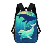 sinyumoney Beluga & Whale, An Ocean Light Dance Mochilas Escolares Ligeras Mochila Escolar De Día Mochila Escolar Para La Universidad Para Adolescentes Chicas Chicos Mujeres Hombres 17inch