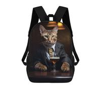 sinyumoney Bengal Cat in The Pub Mochila Escolar Infantil Con Impresión 3D, Mochila Escolar Informal Para Niños De Primaria Y Secundaria 17inch