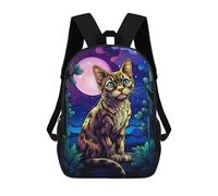 sinyumoney Bengal Cat Night Mochila Escolar Impresa En 3D Para Niños 17inch Mochilas Para Niños Y Niñas, Mochilas Escolares Para Niños, Mochilas De Viaje