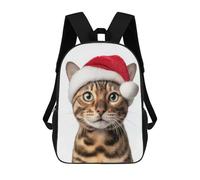 sinyumoney Bengal Cat Wearing A Santa Hat Mochilas Mochilas Infantiles Mochila Escolar Mochila Escolar Infantil Impresa En 3D Mochilas De Viaje De Moda Para Niños De Primaria Y Secundaria 17inch