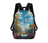 sinyumoney Berlin, Germany Cityscape Illustration Mochilas Para Niños Mochila Escolar Mochila Escolar Impresa En 3D Para Niños Estudiantes De Primaria Y Secundaria 17inch