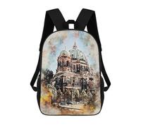 sinyumoney Berlin Germany Watercolor Mochila Con Bolsillo Mochilas Impresas En 3D, Mochilas De Viaje, Mochilas Para Libros, Mochila Escolar Para Niños 17inch