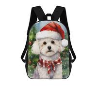 sinyumoney Bichon Frise Christmas Pai Mochila Infantil, Mochila Escolar Impresa En 3D, Mochila Para Niños Y Niñas, Mochila Escolar Ajustable Para La Escuela Primaria 17inch