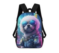 sinyumoney Bichon Frise Cyberpunk Mochila Escolar Para Niños, Mochila Escolar De Gran Capacidad Para Niños, Mochila Escolar 3D, Regalos Para Niños 17inch