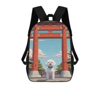sinyumoney Bichon Frise Torii Gate Mochila Escolar, Mochila Infantil Para Niños Y Adolescentes, Regalos, Mochilas De Día Con Impresión 3D, Mochila Escolar, Mochila Para Libros 17inch