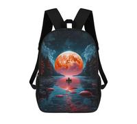 sinyumoney Big Red Moon Mochilas De Moda Impresas En 3D 17inch Mochila Escolar Informal Para Niños De Primaria Y Secundaria