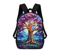 sinyumoney Big Tree Stained Glass Mochila Escolar Para Niñas 17inch Mochila Informal Ligera Para Niños Y Niñas, Ideal Para Estudiantes De Secundaria
