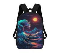sinyumoney Big Wave Moonlit Voyage Mochilas Para Niños, Mochilas Escolares Personalizadas En 3D Para Niños Y Niñas, Mochilas Escolares Grandes, Mochilas Informales Para El Día A Día 17inch