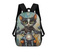 sinyumoney Biker Cat Painting Artwork Mochila Escolar Informal Para El Día A Día, Para La Escuela, El Trabajo Y Los Viajes Para Hombres, Mujeres Y Adolescentes. 17inch
