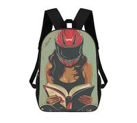 sinyumoney Biker Girl Reading A Book Mochilas Impresas En 3D Para Niños, Mochila Escolar, Mochila Informal Para Exteriores, Mochila Informal De Moda Para Niños, Lindas Bolsas De Viaje 17inch