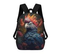 sinyumoney Bird Mohawk in The Jungle Mochilas Para Niños Y Estudiantes, Mochilas Escolares Impresas En 3D, Mochilas Para Estudiantes De Primaria Y Secundaria Para Niños Y Niñas 17inch