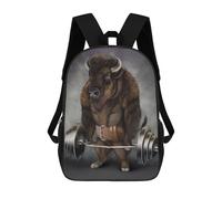 sinyumoney Bison Buffalo Workout Mochilas Para Niños Y Estudiantes, Mochilas Escolares Impresas En 3D, Mochilas Para Estudiantes De Primaria Y Secundaria, Mochilas Para Niños Y Niñas 17inch