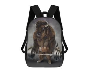 sinyumoney Bison Buffalo Workout Mochilas Para Niños Y Estudiantes, Mochilas Escolares Impresas En 3D, Mochilas Para Estudiantes De Primaria Y Secundaria, Mochilas Para Niños Y Niñas 17inch