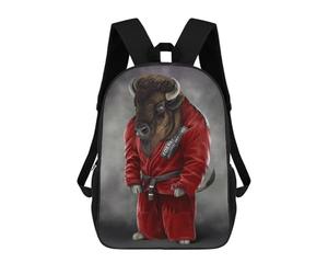 sinyumoney Bison Bull Martial Artist Mochilas Escolares Para El Trabajo, Negocios, Universidad, Escuela Para Adolescentes, Chicas, Chicos, Mujeres Y Hombres 17inch
