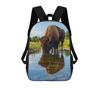 sinyumoney Bison Drinking from Pond Wildlife Photo Mochila Escolar Infantil Estampada Para Adultos Y Niños, Mochila De Viaje Para El Día A Día 17inch