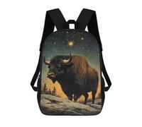 sinyumoney Bison Under Starry Sky Mochila Infantil Para Niñas, Mochila Escolar 3D, Mochila Para Niños Pequeños, Mochila Informal De Día, Mochila Escolar De Moda 17inch