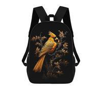 sinyumoney Black And Gold Cardinal Mochila Infantil De 17 Pulgadas, Mochila Escolar Con Estampado 3D De Dibujos Animados Para Niños Y Adolescentes.