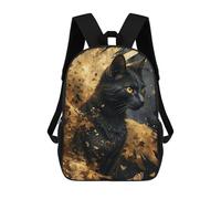 sinyumoney Black And Gold Cat Angel Mochila Escolar Infantil Impresa En 3D Para Niños, Mochilas De Viaje De Alta Capacidad, Bolsas Para Libros, Mochila Escolar Infantil 17inch