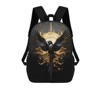 sinyumoney Black And Gold Crow 01 Mochila Infantil Con Impresión 3D, Mochila Escolar Para Niños, Mochila Informal Divertida Para Niños Y Adolescentes 17inch