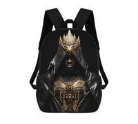 sinyumoney Black And Gold Hooded King Mochilas Infantiles Impresas En 3D Para Niños. Mochilas De Viaje De Moda Para Niños. Mochila Escolar Para Estudiantes De Primaria Y Secundaria.