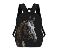 sinyumoney Black And Gold Horse Mochilas Escolares Mochilas Escolares De Secundaria Mochila Informal Para Acampar Aventuras Al Aire Libre Y Viajes Diarios 17inch