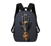 sinyumoney Black And Gold Jewel Hand2 Mochilas Impresas En 3D Para Niños 17inch Mochilas De Moda Informales Para El Día A Día, Bolsas De Viaje, Mochilas Informales Para Exteriores Para Niños Y Niñas