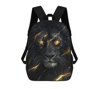 sinyumoney Black And Gold Lion Mochilas Para Niños, Mochilas Escolares Personalizadas En 3D Para Niños Y Niñas, Mochilas Escolares Grandes, Mochilas Informales Para El Día A Día 17inch