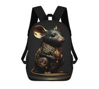 sinyumoney Black And Gold Mouse Mochila Escolar Para Niños Con Impresión 3D, Mochila Moderna Para Niños Y Niñas, Mochila Informal Para Estudiantes. 17inch