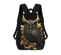 sinyumoney Black And Gold Owl 17inch Mochila Escolar Impresa En 3D Para Niños, Mochila Escolar Informal De Moda, Mochilas De Viaje Para Niños Y Estudiantes.