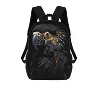 sinyumoney Black And Gold Parrot Mochila Escolar Para Niños, Mochila Escolar De Gran Capacidad Para Niños, Mochila Escolar 3D, Regalos Para Niños 17inch