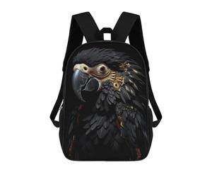 sinyumoney Black And Gold Parrot Mochila Escolar Resistente Al Agua, Mochila De Viaje, Bolsa Para Computadora Para Niñas, Niños Y Adolescentes 17inch
