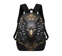 sinyumoney Black And Gold Royal Wolf Mochilas Escolares Ligeras Para Aeropuerto, Estudiantes Universitarios, Mochila Para Acampar, Aventuras Al Aire Libre Y Viajes Diarios 17inch