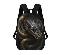 sinyumoney Black And Gold Snake Mochila Escolar Grande Resistente Al Agua Para Portátil Para Niños/niñas/adolescentes 17inch