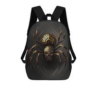 sinyumoney Black And Gold Spider Mochila Escolar De 17 Pulgadas Para Adolescentes, Con Estampado 3D, Ajustable Y Con Bolsillos, Ideal Para Niños, Niñas Y Estudiantes.