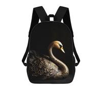 sinyumoney Black And Gold Swan Mochila Escolar Impresa En 3D Para Niños Y Niñas, Mochila Para Portátil Para Niños/estudiantes/adultos 17inch