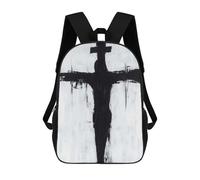 sinyumoney Black And White Crucifixion Mochila Escolar Impresa En 3D Para Niños, Mochila Escolar Informal De Moda Para Viajes Para Niños Y Estudiantes 17inch
