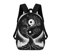 sinyumoney Black And White Yin Yang Space Tree Mochila Escolar Impresa En 3D Para Niños Y Niñas, Mochila Para Portátil Para Niños/estudiantes/adultos 17inch