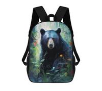sinyumoney Black Bear in Forest Mochilas Impresas En 3D Para Niños 17inch Mochilas De Moda Informales Para El Día A Día, Bolsas De Viaje, Mochilas Informales Para Exteriores Para Niños Y Niñas