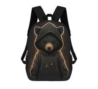 sinyumoney Black Bear with A Hoodie Mochila Escolar Impresa En 3D Para Niños, Mochila Escolar Informal De Moda Para Viajes Para Niños Y Estudiantes 17inch