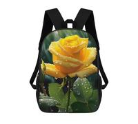 Sinyumoney Black Beauty in Red Moon Mochila Escolar Impresa En 3D Para Niños Y Niñas Mochila Portátil Para Niños/Estudiantes/Adultos, Rosa amarilla con Raindrops, 17"