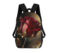 Sinyumoney Black Beauty in Red Moon Mochila Escolar Impresa En 3D Para Niños Y Niñas Mochila Portátil Para Niños/Estudiantes/Adultos, Mystical Golden Red Rosa, 17"