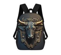 sinyumoney Black Bull Golden Art Deco 17inch Mochila Escolar Impresa En 3D Para Niños, Mochila Escolar Informal De Moda, Mochilas De Viaje Para Niños Y Estudiantes.
