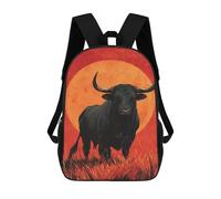 sinyumoney Black Bull Sunset Painting -1 Mochila Escolar Resistente Al Agua, Mochila Escolar De Negocios Para Hombres/mujeres 17inch
