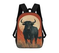 sinyumoney Black Bull Sunset Painting Mochila Escolar De Moda, Mochila Para Material Escolar, Mochila Impermeable Informal Para Hombres/mujeres 17inch