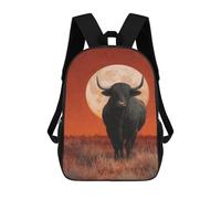 sinyumoney Black Bull Under Full Moon Mochila De Negocios Para Portátil, Mochila Unisex Informal Para Niñas, Niños Y Adolescentes 17inch