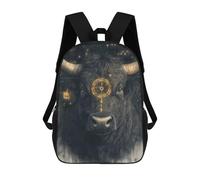 sinyumoney Black Bull with Golden Symbol Mochila Escolar Para Ordenador, Para El Colegio/trabajo/viajes Para Niñas, Niños Y Adolescentes 17inch