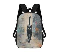 sinyumoney Black Cat Abstract Painting Mochilas De 17 Pulgadas Para Niños, Mochilas Escolares Impresas En 3D Para Estudiantes De Primaria Y Secundaria, Para Niños Y Niñas.