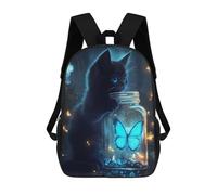 sinyumoney Black Cat And Butterfly Mochila De Moda Para Papelería, Impermeable, Informal, Para Adolescentes, Niños, Mujeres Y Hombres 17inch