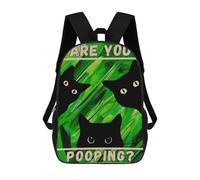 sinyumoney BLACK CAT ARE YOU POOPING Mochilas Impresas En 3D 17inch Mochila Escolar Infantil Para Exteriores, Mochila Informal De Día, Bolsas De Viaje Informales Para Estudiantes De Secundaria